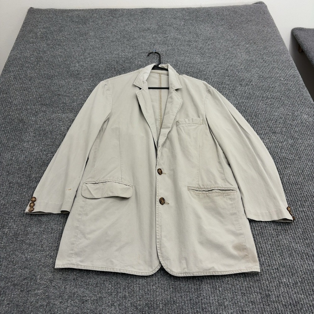 LL Bean Blazer Mens 38 Tan Cotton Three Button Casual Classic Style